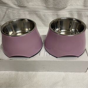 Dogit elevated pink dog bowl set stainless steel for small dogs